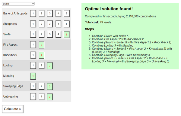 Minecraft Enchantment Ordering Tool [ on  ]